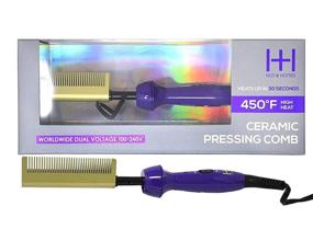 img 4 attached to 🔥 Hotter x2 - Ceramic Electrical Pressing Comb - Purple & Gold - Up to 450° - 360° Swivel Cord - Worldwide Dual Voltage+