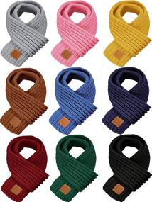 img 4 attached to 🧣 Thick Warm Knitted Scarf for Kids, Winter Scarf for Girls and Boys - 9 Piece