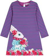 quedoris elephant girls' printed stripe sleeve dress logo