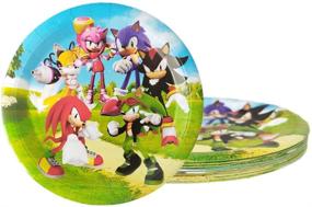 img 1 attached to 🦔 Sonic Hedgehog Party Pack: Includes 20 Plates, Napkins, and Tablecloth – Hedgehog Party Supplies