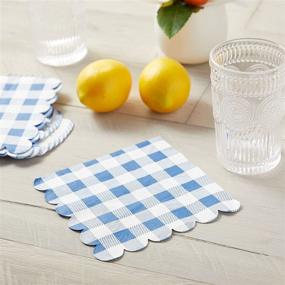 img 2 attached to Blue Gingham Paper Napkins with Summer 🌻 Party Print (6.5 x 6.5 In, 100 Pack)