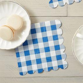 img 3 attached to Blue Gingham Paper Napkins with Summer 🌻 Party Print (6.5 x 6.5 In, 100 Pack)