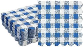 img 4 attached to Blue Gingham Paper Napkins with Summer 🌻 Party Print (6.5 x 6.5 In, 100 Pack)