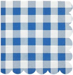 img 1 attached to Blue Gingham Paper Napkins with Summer 🌻 Party Print (6.5 x 6.5 In, 100 Pack)