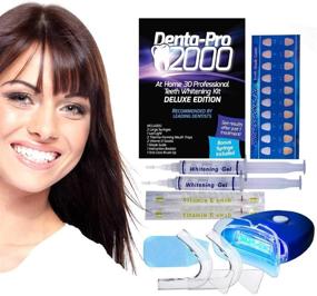 img 1 attached to 🦷 DentaPro 2000 3D Teeth Whitening Kit – Deluxe Edition Including LED Light, (2) 5ml Gel Syringes, Custom Moldable Tray (2), Vitamin E Swab (2), Shade Guide – Achieve Visible Results in Just One Use!