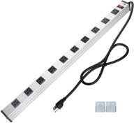 🔌 10 outlet plugs heavy duty metal power strip: reliable aluminum workshop socket with 4ft long cord, power switch, 15a, 125v, 1875w logo