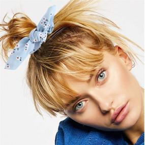 img 1 attached to 🎀 18-Piece Chiffon Satin Scrunchies with Bow Scarf - Bow Scrunchies for Hair, in Solid, Striped, and Floral Patterns - Ponytail Holder with Tail - Rabbit Bunny Ear BowKnot Hair Accessories