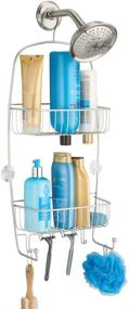 img 4 attached to iDesign Raphael Extra-Long Metal Hanging Shower Caddy with Hooks - Satin Silver, 12.5 x 4.65 x 26 inches