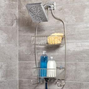 img 3 attached to iDesign Raphael Extra-Long Metal Hanging Shower Caddy with Hooks - Satin Silver, 12.5 x 4.65 x 26 inches