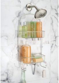 img 2 attached to iDesign Raphael Extra-Long Metal Hanging Shower Caddy with Hooks - Satin Silver, 12.5 x 4.65 x 26 inches