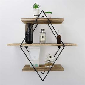 img 1 attached to 🔳 Befayoo Wall Mounted Floating Shelves - Rustic Wood Geometric Decor Shelf for Bathroom Bedroom Living Room Kitchen Office, Diamond Shape in Natural Finish