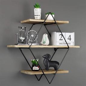 img 3 attached to 🔳 Befayoo Wall Mounted Floating Shelves - Rustic Wood Geometric Decor Shelf for Bathroom Bedroom Living Room Kitchen Office, Diamond Shape in Natural Finish