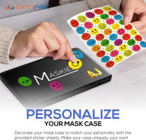 img 1 attached to 📦 Opti-Pak 6 PK - Personalized Face Mask Holder Case + Fun Stickers - Slim Plastic Storage Box for Masks - Keep Masks Clean and Customized (Assorted Black, Purple, Gray)