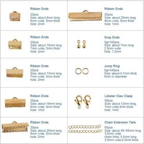 img 3 attached to 🎀 PandaHall Elite 410 Pcs Jewelry Finding Kits: Ribbon Clamp End, Jump Ring, Lobster Claw Clasps, Extender Chain, Drop Ends for Golden Jewelry Making