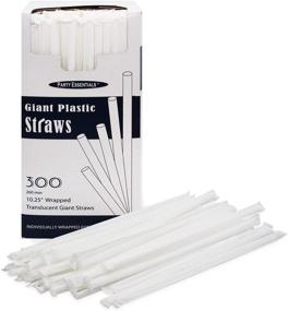 img 1 attached to 🥤 300 Count Individually Wrapped Clear Party Essentials Giant Disposable Drinking Straws, 10.25 Inches