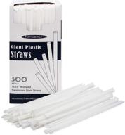 🥤 300 count individually wrapped clear party essentials giant disposable drinking straws, 10.25 inches logo