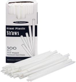 img 4 attached to 🥤 300 Count Individually Wrapped Clear Party Essentials Giant Disposable Drinking Straws, 10.25 Inches