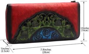 img 1 attached to 👛 Long Genuine Leather Wallet for Women with Vintage Embossed Cowhide Handmade Small Clutch in Red