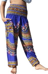 img 4 attached to 👖 RaanPahMuang Women's Smocked Waist Harem Baggy Pants - Rayon Dashiki Art Boho Yoga Pants