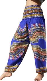 img 3 attached to 👖 RaanPahMuang Women's Smocked Waist Harem Baggy Pants - Rayon Dashiki Art Boho Yoga Pants