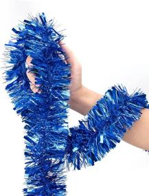 img 2 attached to 🎄 iPEGTOP 19.7ft Blue Christmas Tinsel Garland – Classic Thick Sparkly Tree Ornaments Party Ceiling Hanging Decorations with Colorful Reflections Shiny Filament