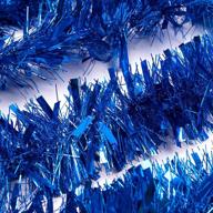 🎄 ipegtop 19.7ft blue christmas tinsel garland – classic thick sparkly tree ornaments party ceiling hanging decorations with colorful reflections shiny filament логотип