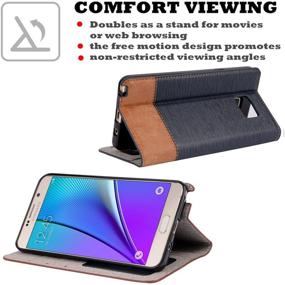 img 2 attached to 📱 WenBelle Blazers Series Wallet Case for Galaxy Note 5 – Stylish Flip Cover with Stand Feature and Isal Fabric, Blue