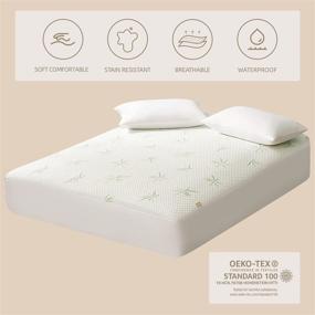 img 2 attached to 🛏️ JET'S HOME Queen Bamboo Waterproof Mattress Protector - Breathable & Washable Mattress Cover with Deep Pocket - Ultra Soft Mattress Pad for a Cozy and Protected Sleep Experience