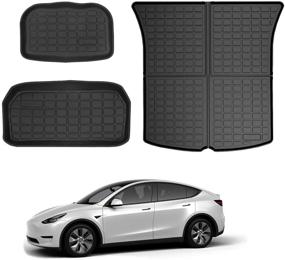 img 4 attached to 🚗 KIKIMO Tesla Model Y Мат для хранения и багажные защитные коврики: Мат для багажника любой погоды, Водонепроницаемый задний коврик для груза, Прочные коврики для пола