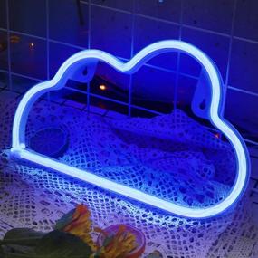 img 2 attached to Iceagle Cloud Neon Signs: Illuminating Wall Decorations for Bedroom and Living Spaces – USB/Battery Powered Neon Lights, Perfect for Christmas, Birthdays, Parties, and Kids Room Décor in Blue