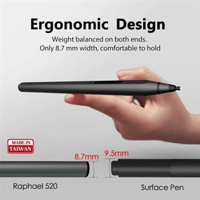 img 1 attached to 🖊️ RENAISSER Stylus for Surface - Taiwan-made, 4096 Pressure Sensitivity, 100% Compatibility with Surface Pro X/7/6/5, Magnetic Attachment, D-Shaped Body, Quick Charge, Rechargeable, Raphael 520