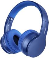 🎧 lobkin bluetooth headphone over ear: stereo wireless headset with microphone, foldable design, tf card mp3 mode, and fm radio - blue logo