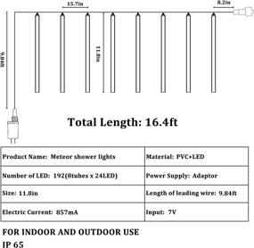 img 2 attached to 🌠 Meteor Shower Rain Lights - Waterproof White Christmas Lights for Outdoor Decoration - 8 Tube with 192 LED Falling Rain Drop Lights - Ideal for Christmas, Halloween, Holiday, Wedding, Party, Patio, Xmas Tree Decor