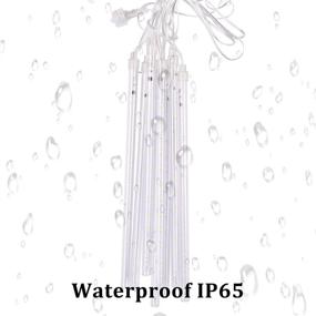 img 1 attached to 🌠 Meteor Shower Rain Lights - Waterproof White Christmas Lights for Outdoor Decoration - 8 Tube with 192 LED Falling Rain Drop Lights - Ideal for Christmas, Halloween, Holiday, Wedding, Party, Patio, Xmas Tree Decor