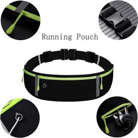 img 2 attached to 🏃 Flexible Running Pouch - Elastic Waist Bag Workout Belt Phone Holder for Men and Women – Slim Jogging Belt with Pocket for iPhone