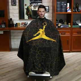 img 3 attached to 💇 BARBER PRO Barber Cape: Waterproof Hair Cutting Cape with Snap Closure - Professional Salon Polyester Cape, Adjustable Snap - 50 x 60 inches (Gold)