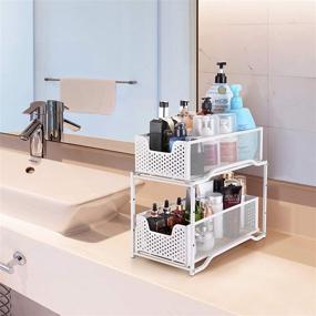 img 2 attached to Efficient Organization Solution: Simple Trending Stackable 2-Tier Under Sink Cabinet Organizer with Sliding Storage Drawer in White