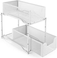 efficient organization solution: simple trending stackable 2-tier under sink cabinet organizer with sliding storage drawer in white логотип