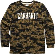 детская футболка carhartt sleeve crewneck t shirt heather: качественные топы, футболки и рубашки для мальчиков. логотип