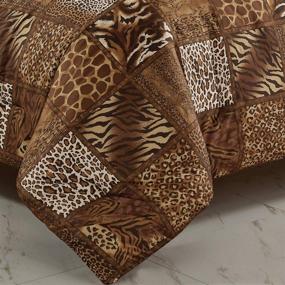 img 1 attached to 🦁 Explore the Wild with our Safari-Themed 3 Piece Animal Print Comforter Set – Brown, Queen Size Bedding with Pillow Sham