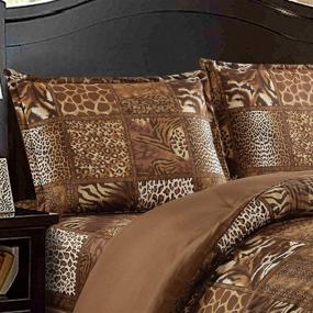 img 2 attached to 🦁 Explore the Wild with our Safari-Themed 3 Piece Animal Print Comforter Set – Brown, Queen Size Bedding with Pillow Sham