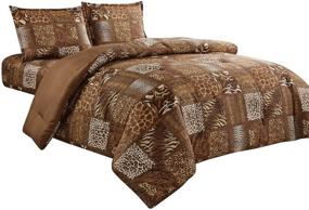 img 3 attached to 🦁 Explore the Wild with our Safari-Themed 3 Piece Animal Print Comforter Set – Brown, Queen Size Bedding with Pillow Sham
