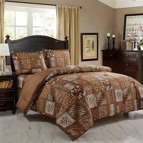 img 4 attached to 🦁 Explore the Wild with our Safari-Themed 3 Piece Animal Print Comforter Set – Brown, Queen Size Bedding with Pillow Sham
