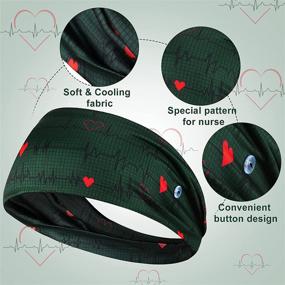 img 2 attached to Top-rated 8 Piece Nursing Headbands with Buttons: Non-slip Elastic Hair Bands for Nurses & Doctors providing Ear Protection, Face Covering Holder, Wide Head Wraps for Spa, Yoga, Sports & Workout