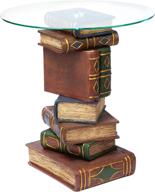 📚 vintage decor end table with glass top - design toscano stacked book volumes, 20 inch, polyresin, full color logo