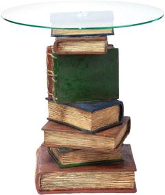 img 2 attached to 📚 Vintage Decor End Table with Glass Top - Design Toscano Stacked Book Volumes, 20 Inch, Polyresin, Full Color