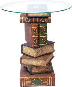 img 3 attached to 📚 Vintage Decor End Table with Glass Top - Design Toscano Stacked Book Volumes, 20 Inch, Polyresin, Full Color