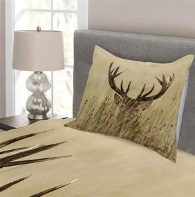 img 2 attached to Lunarable Antler Bedspread: Whitetail Deer Fawn in Wilderness Stag Countryside Theme - Decorative Quilted 2 Piece Coverlet Set with Pillow Sham, Twin Size, Sand Brown
