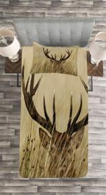 img 1 attached to Lunarable Antler Bedspread: Whitetail Deer Fawn in Wilderness Stag Countryside Theme - Decorative Quilted 2 Piece Coverlet Set with Pillow Sham, Twin Size, Sand Brown