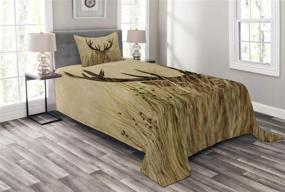 img 3 attached to Lunarable Antler Bedspread: Whitetail Deer Fawn in Wilderness Stag Countryside Theme - Decorative Quilted 2 Piece Coverlet Set with Pillow Sham, Twin Size, Sand Brown